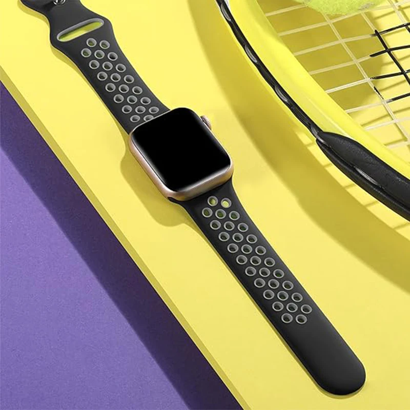 Silicone Strap For Apple Watch band 8 7 45mm 41mm 49 44mm 42mm 40mm 38mm Breathable Wristband For iWatch series 6 5 4 3 SE Ultra