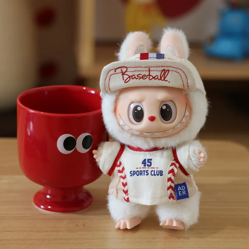 For Labubu Clothes American Baseball Suit 17cm Doll Dressing Game Vinyl Pendant Doll Clothing DIY Sportswear Boy Gift Toy