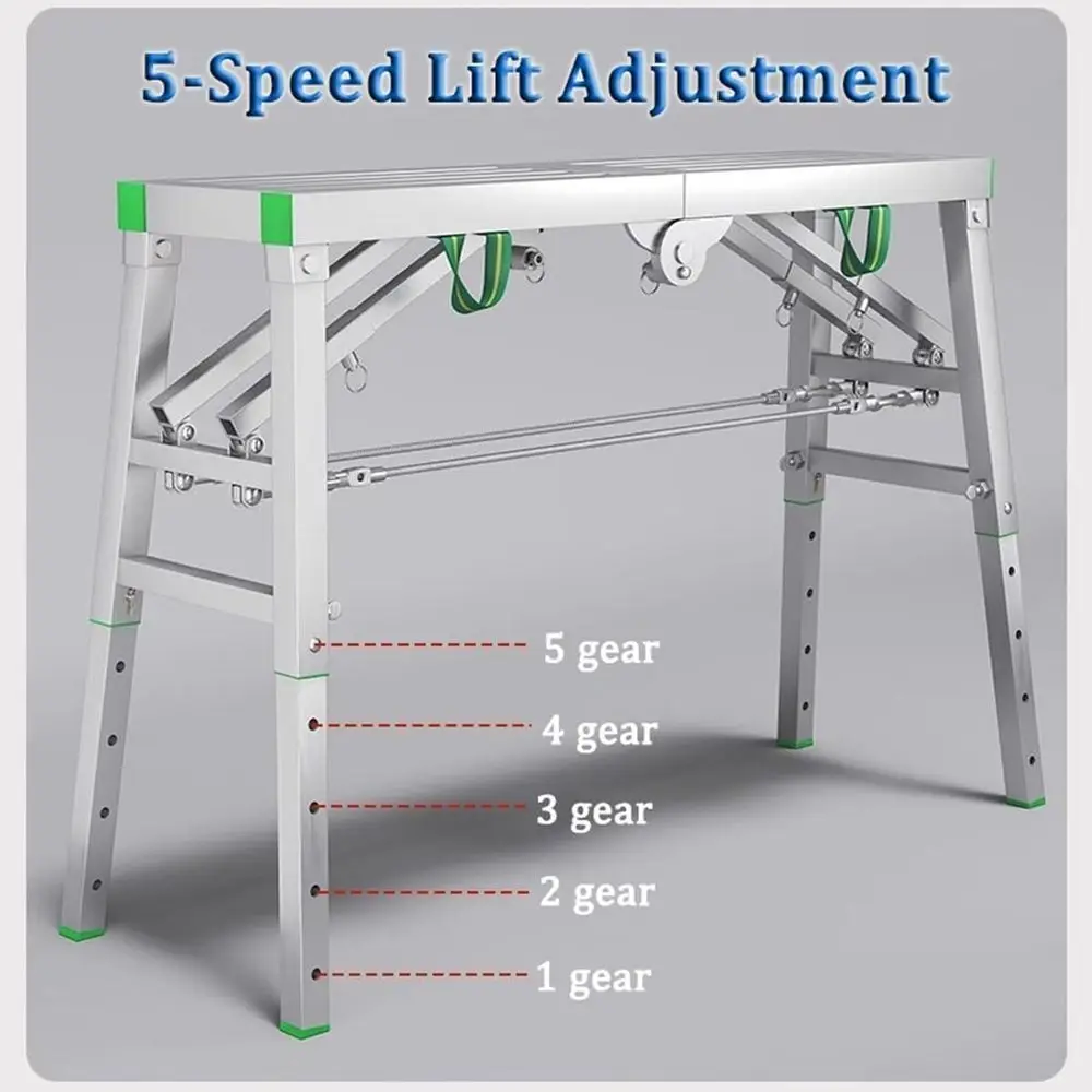 Height Portable Folding Scaolding Workbench 5 Gear Step Ladders Multipose Platform Scaold