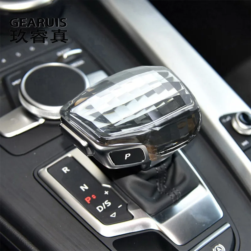 Car Central control Handle Gear Shift Knob Lever Stick Head Cover Sticker For Audi A4 B9 A5 Q5 FY Q7 4M Crystal Auto Accessories