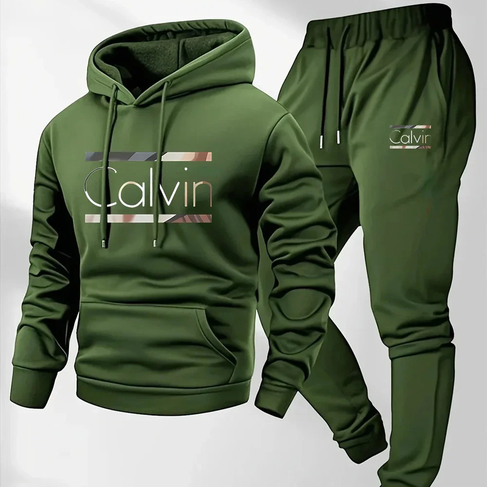 

Модный комплект: худи с принтом и свободные брюки на шнурке, повседневный комфортный дышащий свитшот с карманом-кенгуру