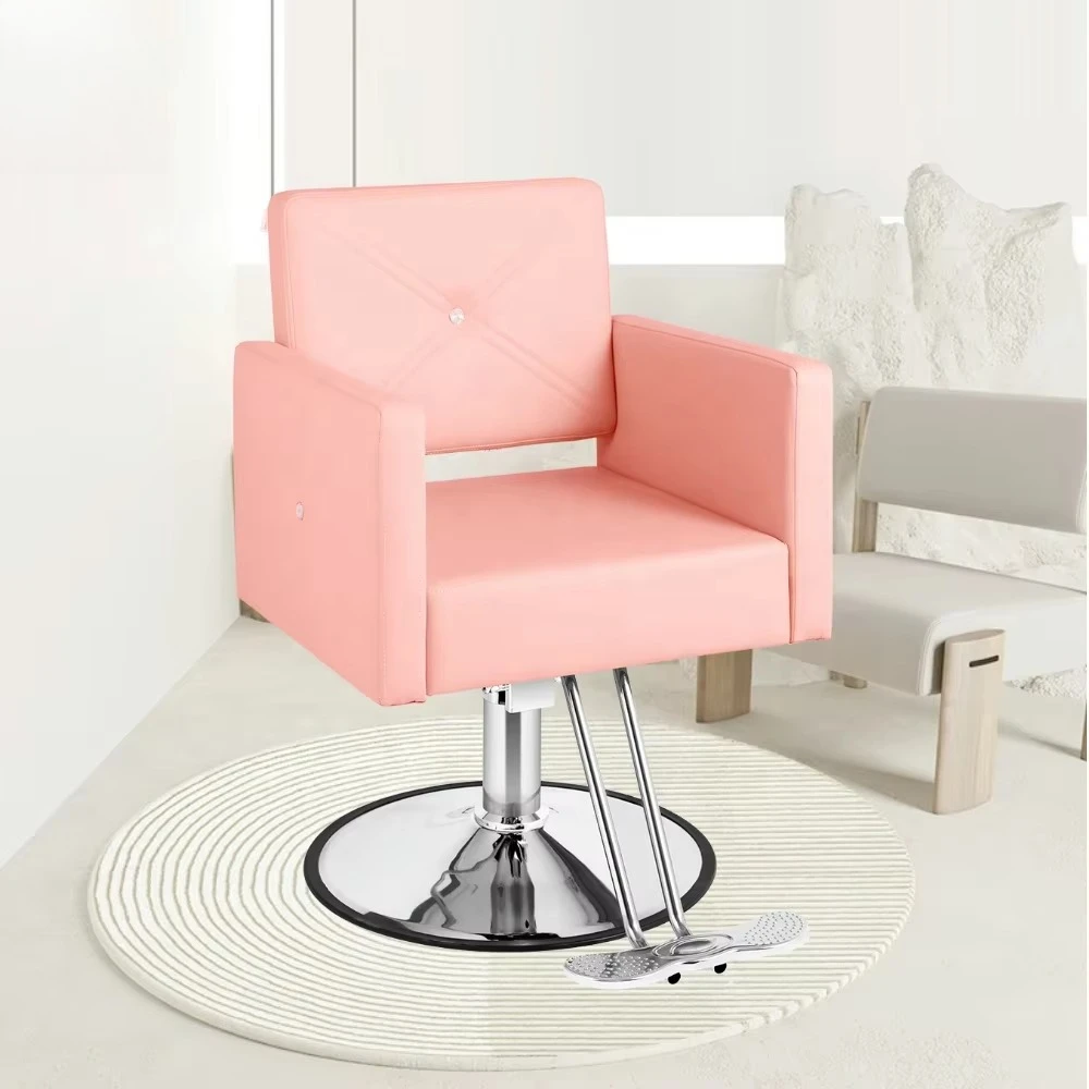 

Розовое парикмахерское кресло для укладки волос, кресло для салона, сверхмощное кресло для стилиста с гидравлическим насосом для женщин