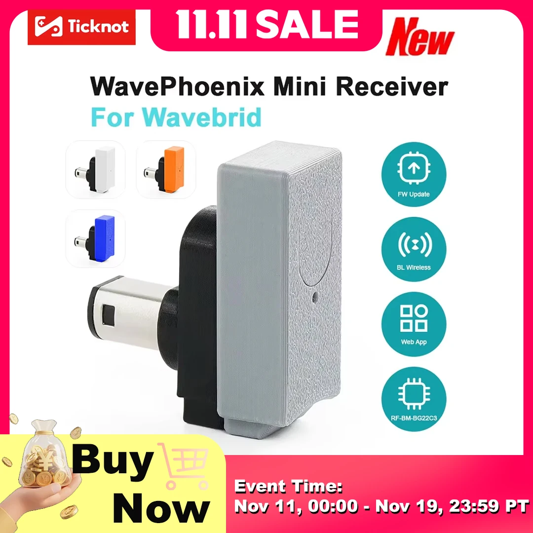 ตัวรับสัญญาณไร้สายเวฟฟีนิกซ์สำหรับอะแดปเตอร์คอนโทรลเลอร์นินเทนโดเวฟเบิร์ดเข้ากันได้กับเกมคิวบ์และวี(RVL-001)