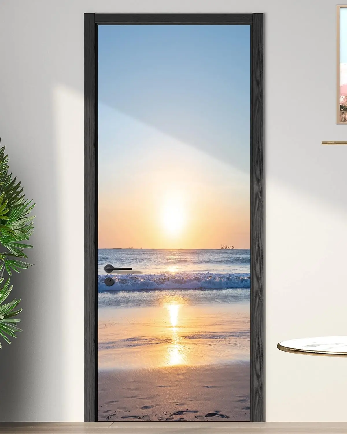 Removable Ocean Self Adhesive Wallpaper Door Waterproof PVC Bedroom Cabinet Furniture Door Renovation