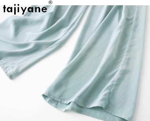Imagen 2 del producto TAJIYANE 100% pantalones de seda Mulberry, pantalones holgados informales para mujer, pantalones anchos de seda Real, ropa de verano en 18 colores para mujer, 2025 Шта mascotas
