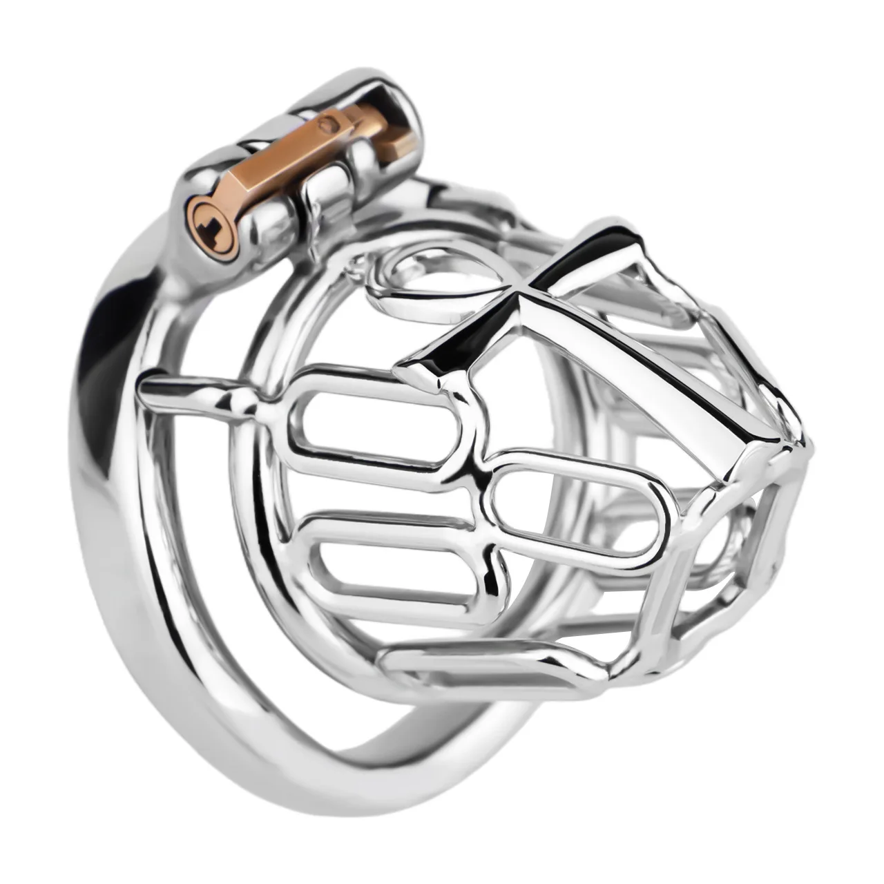 Adult Games Polished Stainless Steel Chastity Cage , Secure Lock Men's Restraint Device Sex Toy