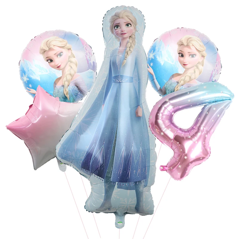 5pcs Disney Frozen Ice Queen Alsa Theme Balloons 40 pollici Gradient Number Ball 1-9th Girls Birthday Party Baby Shower Decorations