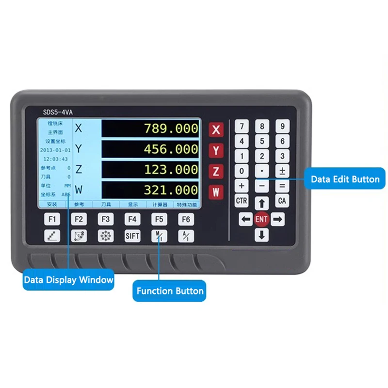 SINO SDS5-4VA LCD DRO Digital Display Meter 4 Axis Screen General Readouts NC Machine Tool Milling Lathe Grinder EDM Spark