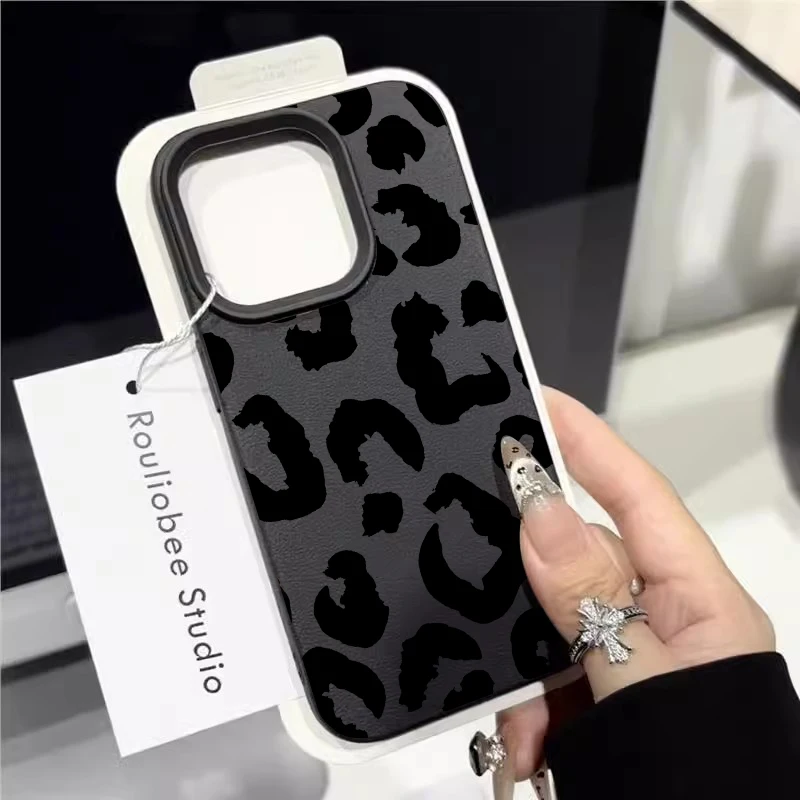 Fein schimmernde Leopardenmuster-Silikonhüllen für iPhone 17 14 15 16 Pro Max Plus, iPhone 15 16 13 12 11 15 8 XS XR Luxus-Cover – Detail 2