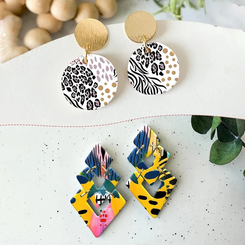 Assorted Abstract Pattern Designs Paper Sheets Polymer Clay Transfer Paper for DIY Earrings Water Soluble Disposable Stickers