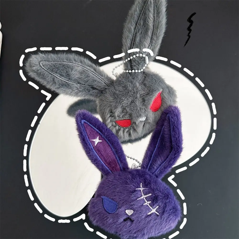 Cute Gothic Bunny Keychain Animal Dark Style Halloween Key Rings Spooky Design Portable Fluffy Backpack Pendant Anime Fans
