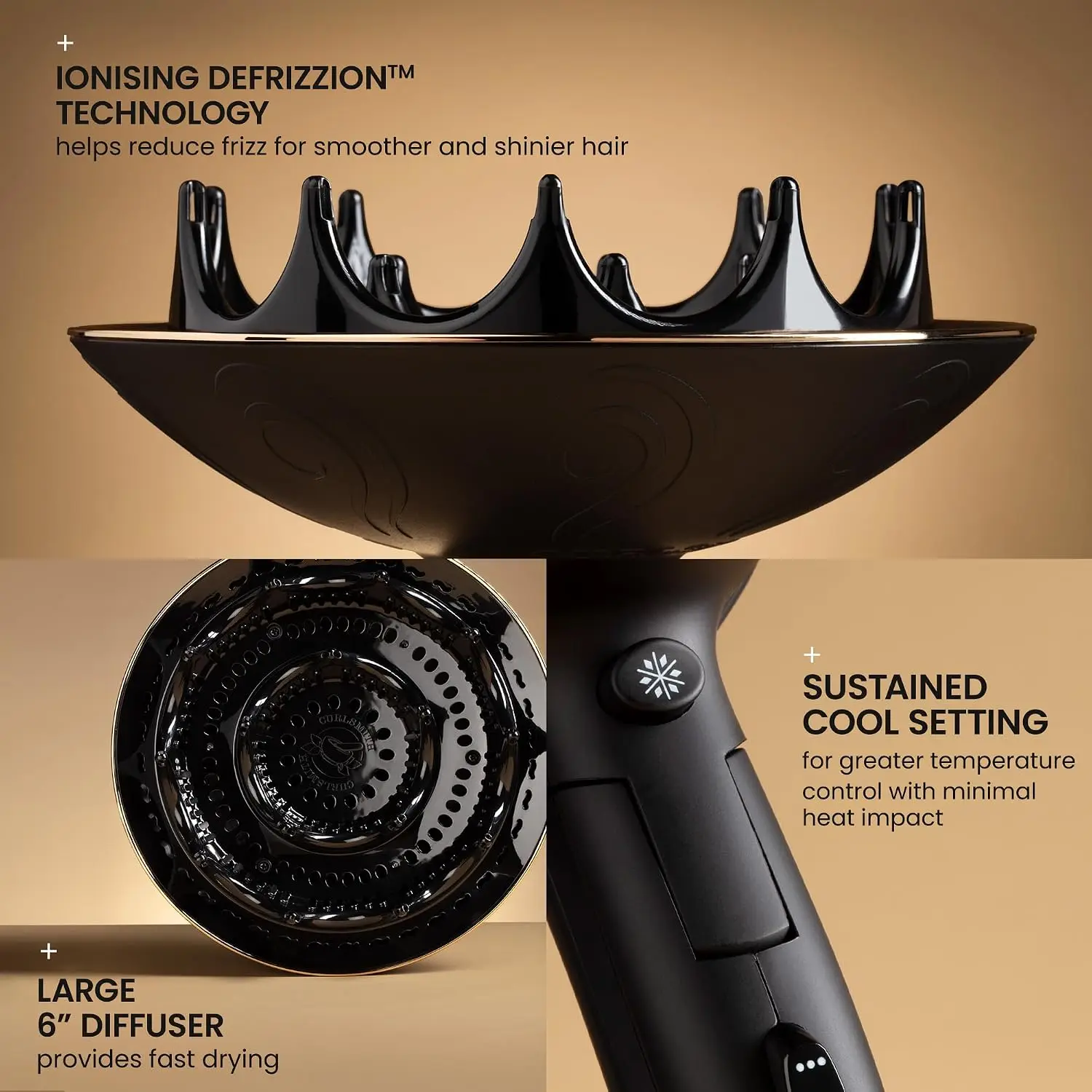 Portable Travel Hair Dryer for Curly Hair, Frizz-Reducing Blow Dryer for On-the-Go Styling - view 3