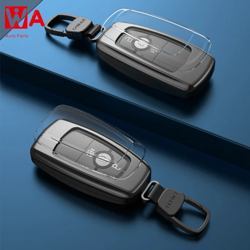 

Aluminum Alloy+ TPU Car Key Fob Case Cover For Ford Fusion Mondeo Mustang Edge Expedition EXplorer F-150 F-250 F-350 2018 2019