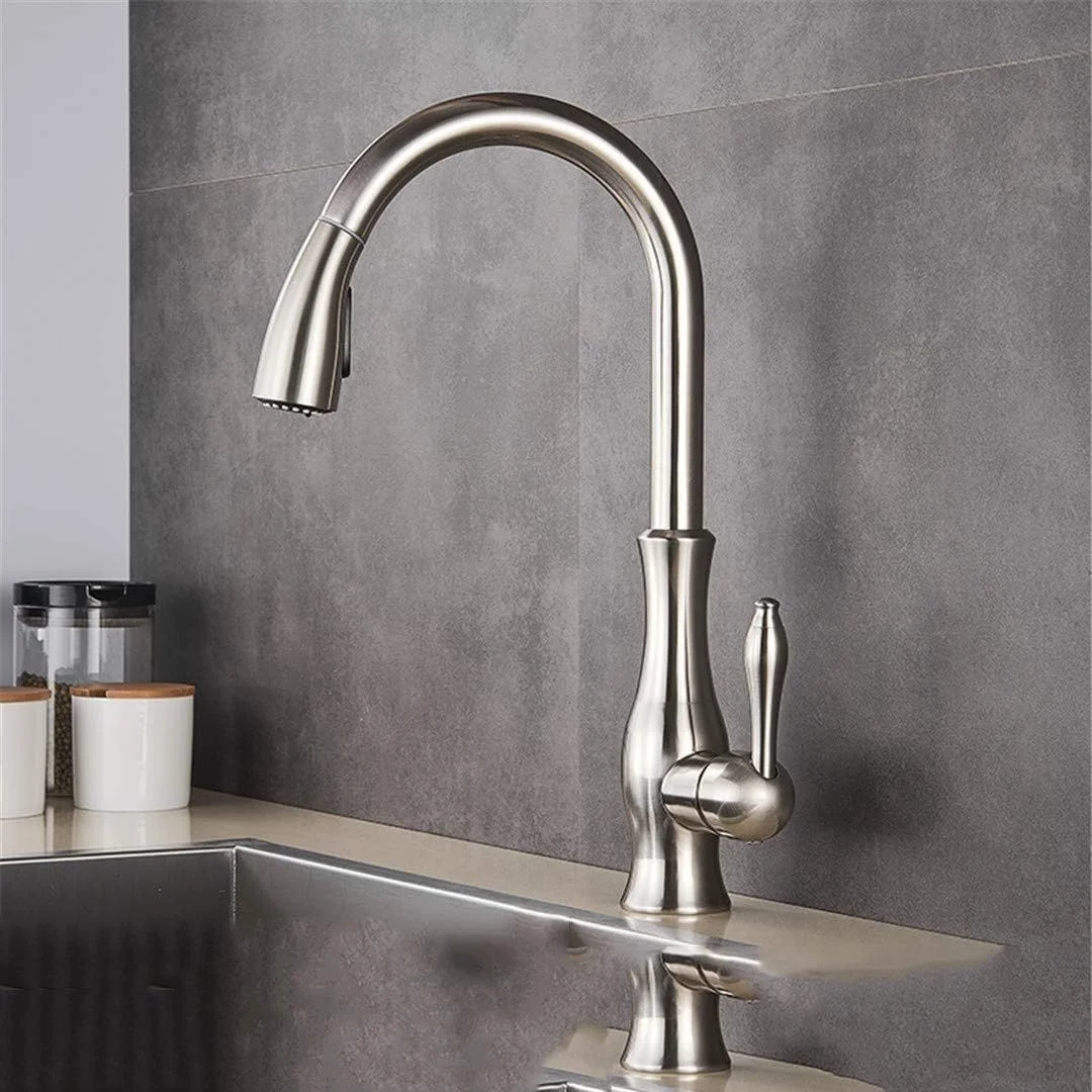 

Gold Pull Out Kitchen Faucet Brass Brushed Nickel Sink Faucet Tap 360 Degree rotation torneira cozinha mixer tap Kitchen Tap