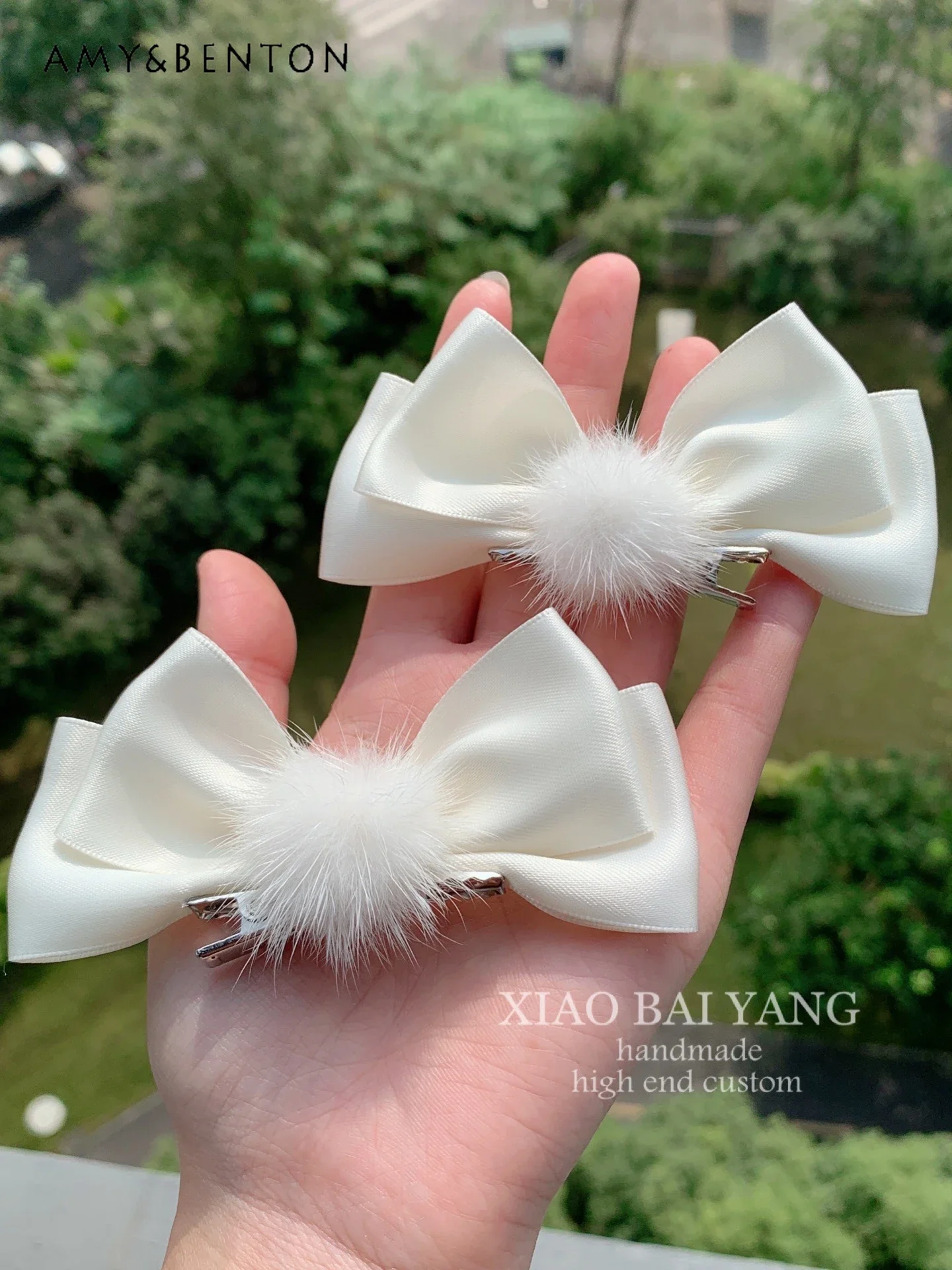 

Lolita Cute Hair Clips Female Student Japanese Style Sweet Tridimensional Bow Mink Hair Ball JK Kawaii Girl Hair Accessoires