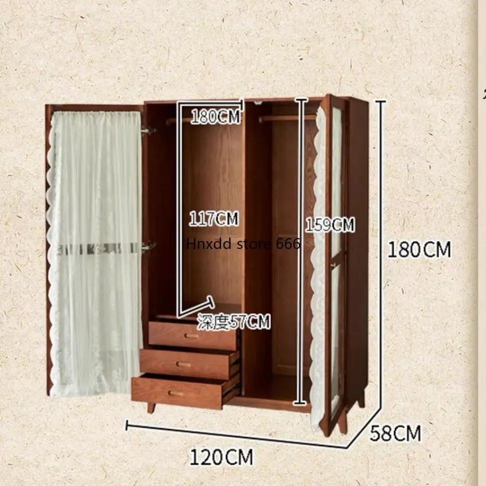 Wardrobe Solid wood bedroom Oak sliding door Wardrobe cabinet