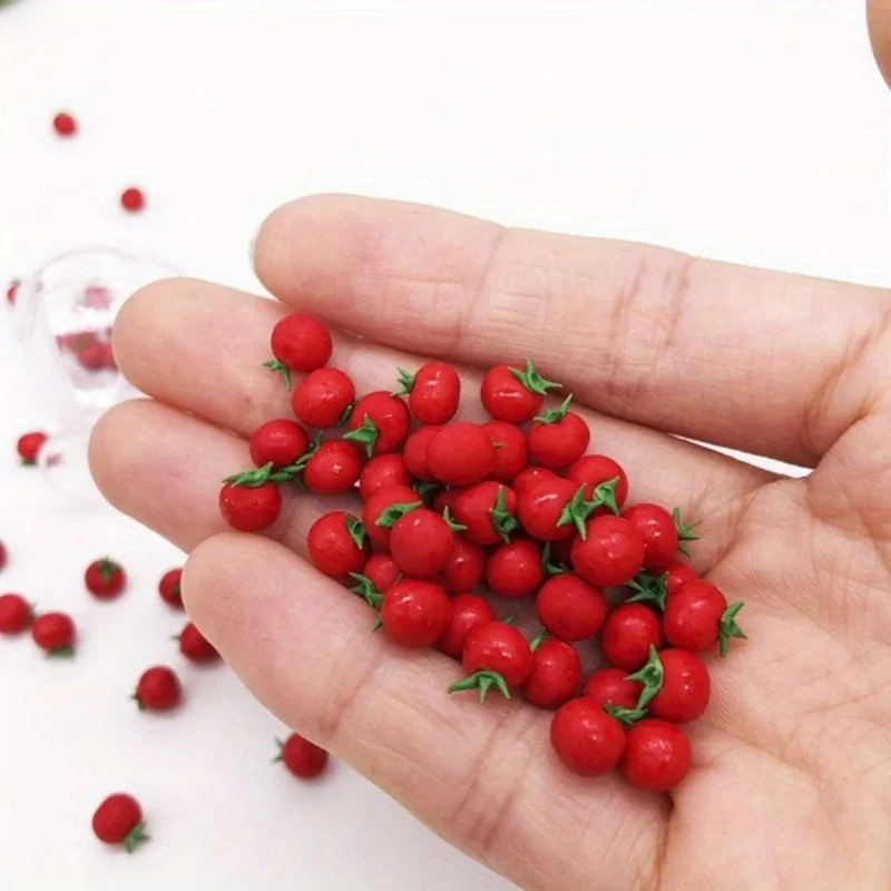 Cute Mini 10Pcs 1:12 Scale Resin Artificial Fake Miniature Fruit Tomato Kitchen Food Model Accessories Gift