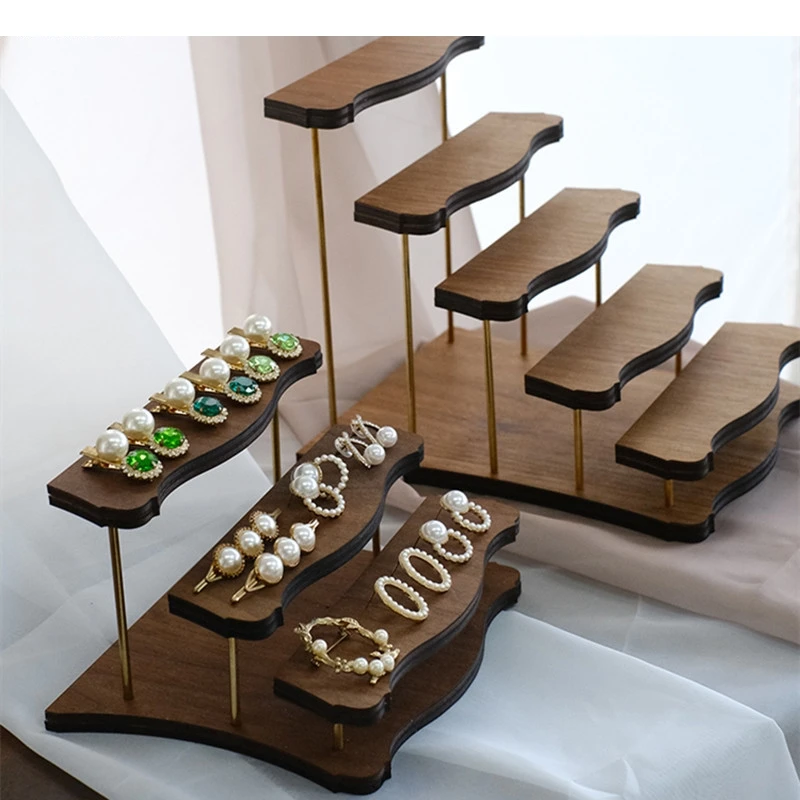 

Staircase Storage Rack Wooden Model Cosmetic Jewelry Home Decoration Display Tools