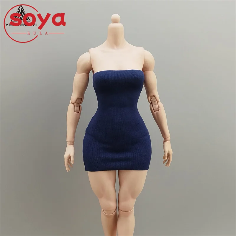Falda ceñida sin tirantes para mujer, vestido elástico, modelo de ropa compatible con cuerpo de figura de acción de soldado AT203 AT206 AT210 VCD03, escala 1/6