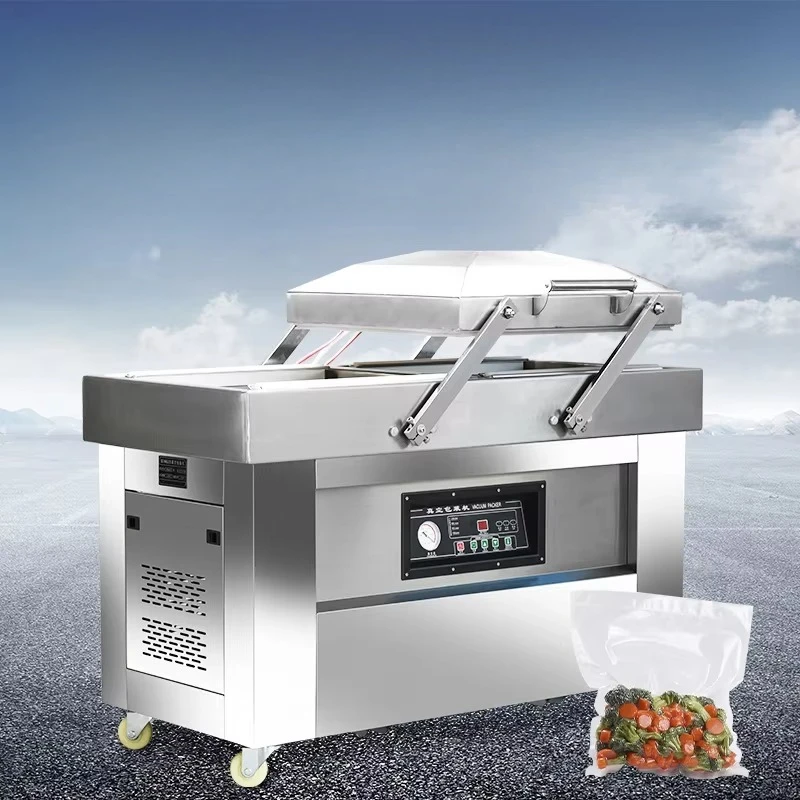 Industrial Double Chamber Vacuum Packaging Machine for Food Sealing, Automatic Deep Chamber Vacuum Sealer with CE Certification