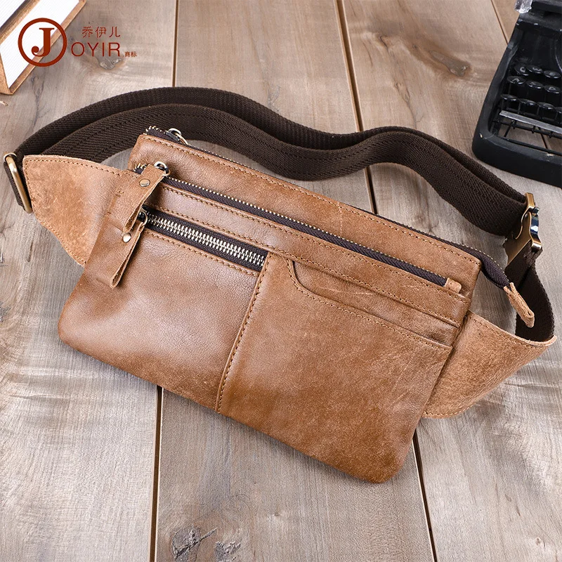 

Multifunctional Leather Pocket Outdoor Cycling Men's Slanted Chest Bag Matte Leather Retro Men's Bag New Waist Bag Wholesale