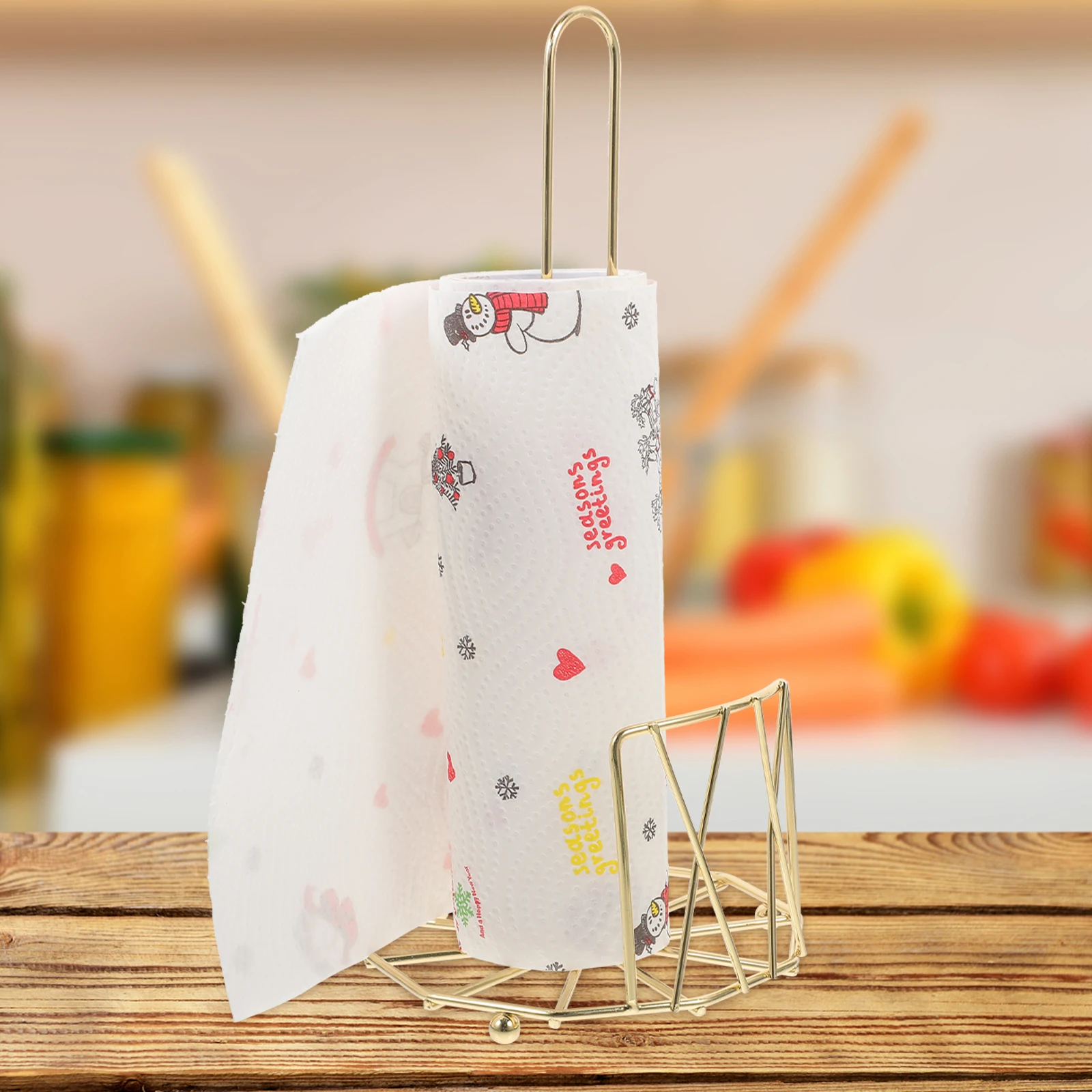 

1Pcs Stable Bottom Metal Texture Paper Towel Holder Kitchen Roll Rack Ornament Simple Design Convenient Use Paper Towel Holder