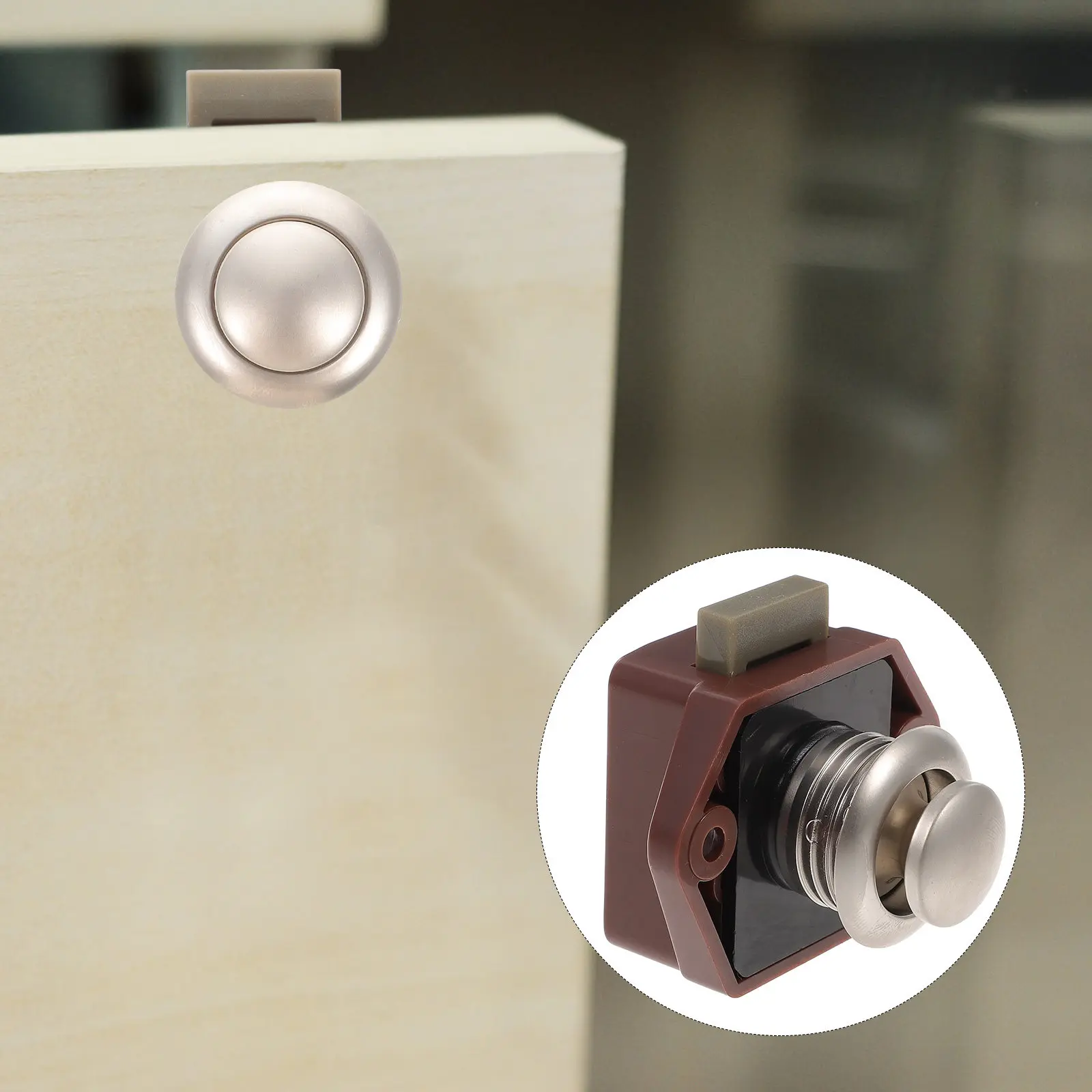 Keyless Push Button Latch Lock Cabinet Cupboard Drawer Door Catch Zinc Alloy ABS Material Long Life No Key Required Rv Boat Van