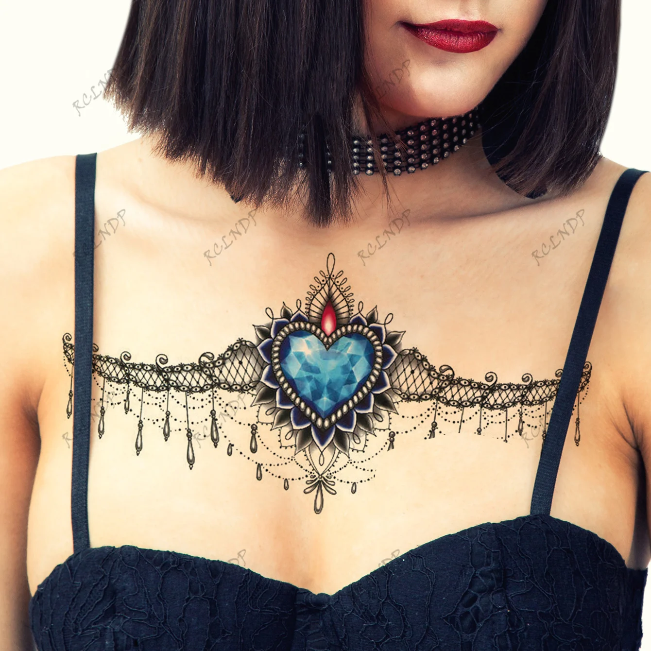 Waterproof Temporary Tattoo Sticker Floral geometric patterns are sexy Fake Tatto Flash Tatoo chest Tato for Girl Women 