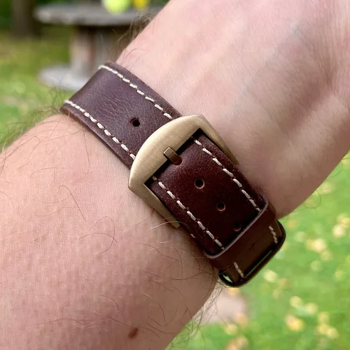 Imagen 2 del producto Próxima bronce CuSn8 hebilla de correa de reloj 18mm 20mm correas de hombre hebillas de Pin de pátina para correa de cuero accesorios de cierre de reloj