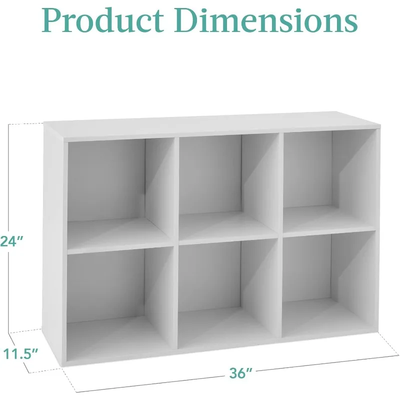 Best Choice Products 6-Cube Storage Organizer, 11in Shelf Opening, Bookcase, Display Shelf, w/ 3 Removable Back Panels – White