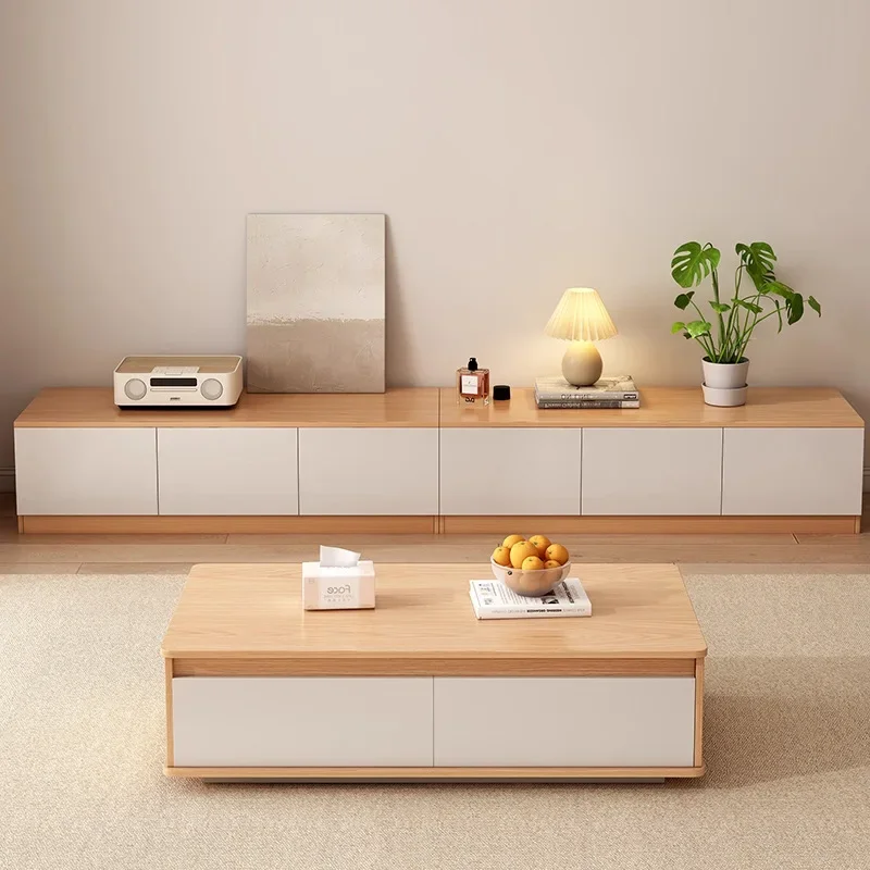 Log wind living room household small apartment small table simple modern creative floor TV cabinet