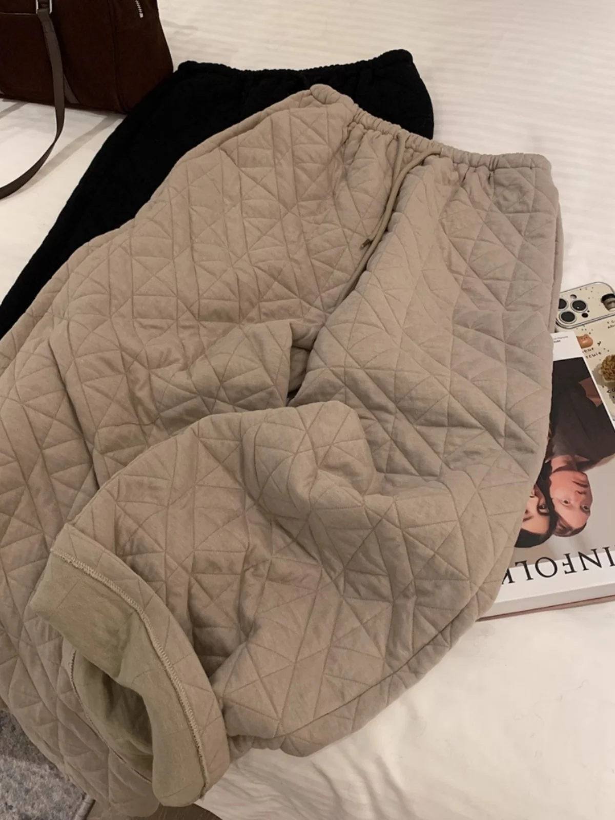 

plus Size Thiened Cotton Straight Leg Pants High Waist Loose Fit Autumn Winter Men Women Casual Trousers Youth Sle