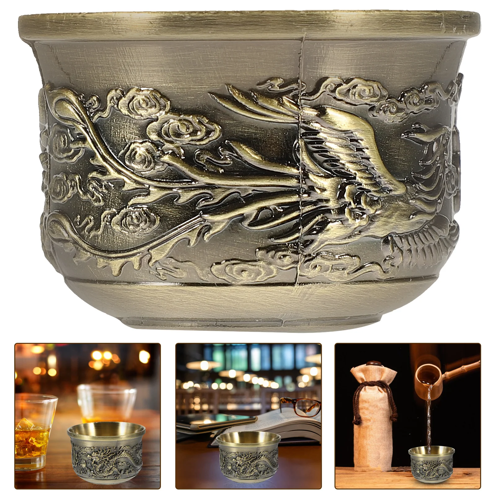 

A Cup Creative Palace Style Exquisite Embossed Glass Ornament (style 2) Vintage Decor Zinc Alloy Decorative Water Cups