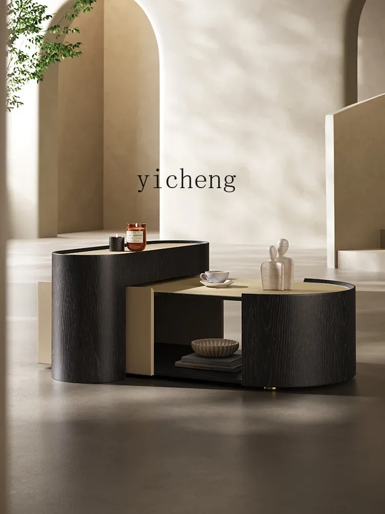 Minimalist Coffee Table Living Room Small Apartment Creative Saddle Leather Art Light Luxury High-End Decoration