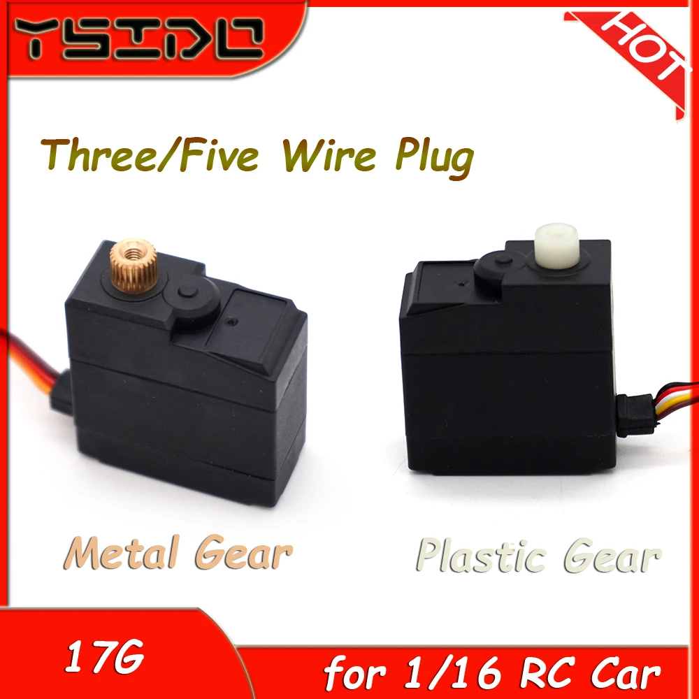 YSIDO 1/16 RC Car Upgrade Parts Three/Five Wire 17g Metal Gear Digital Servo for SCY 16101 16102 16103 MJX JJRC Q117 RC Car