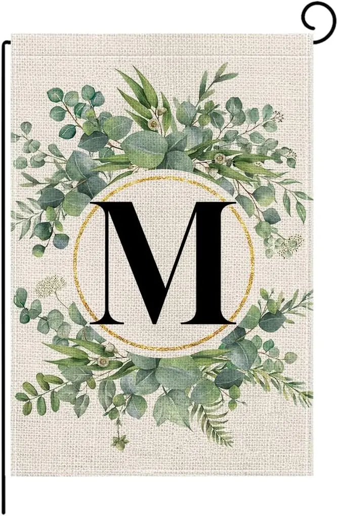 Monogram Letter M Floral Garden Flag 12x18 Inch Double Sided Outside Outdoor Family Last Name Initial Yard Flag (M)