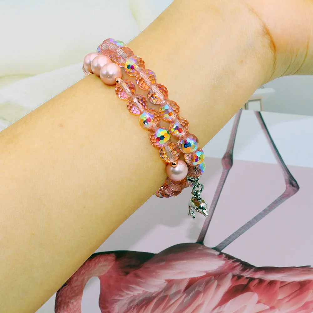 Mi Band 8 สร้อยข้อมือสําหรับ Xiaomi Smart Band 9/ 10 Dressy สายคล้องคอผู้หญิงสายรัดข้อมือ Smartwatch เปลี่ยนเครื่องประดับลูกปัดยืดหยุ่น