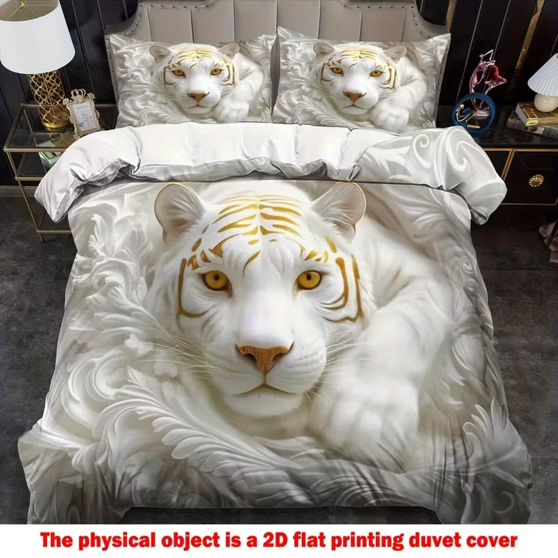 

White Tiger Duvet Cover Set King Queen Style Bedding Set Bedroom Birthday Gift Teens Children Bedroom Decor