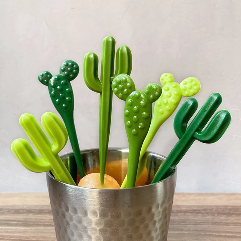 

60 Pack Fruit Forks Party Dessert Cactus Forks Portable Kids Stick Cafe Reusable Decorative Toothpicks