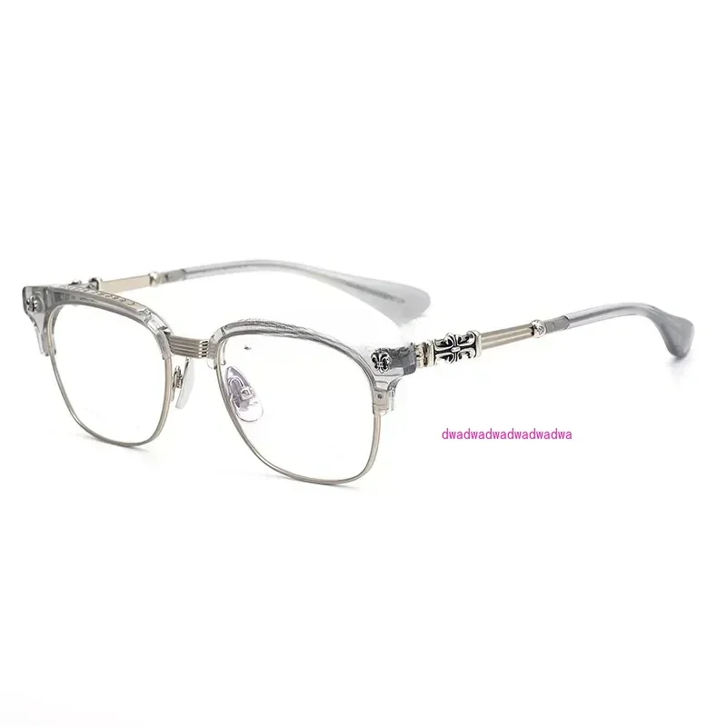 2023 High-End Handmade Carved Eyewear pure titanium medium gold glasses luxury Italian acetate half frame myopia glasses