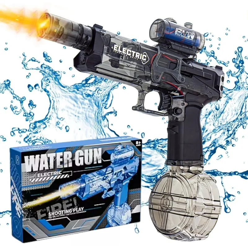 

Электрический водяной пистолет 500 мл для детей, портативный автоматический водный бластер с эффектом вспышки, летняя игрушка для пляжа и бассейна