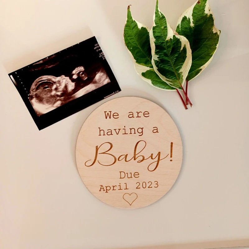 Custom Pregnancy Announcement,We\'re Having A Baby,Personalized date Wooden Baby Arrival Sign, Baby Coming soon Announcement Sign