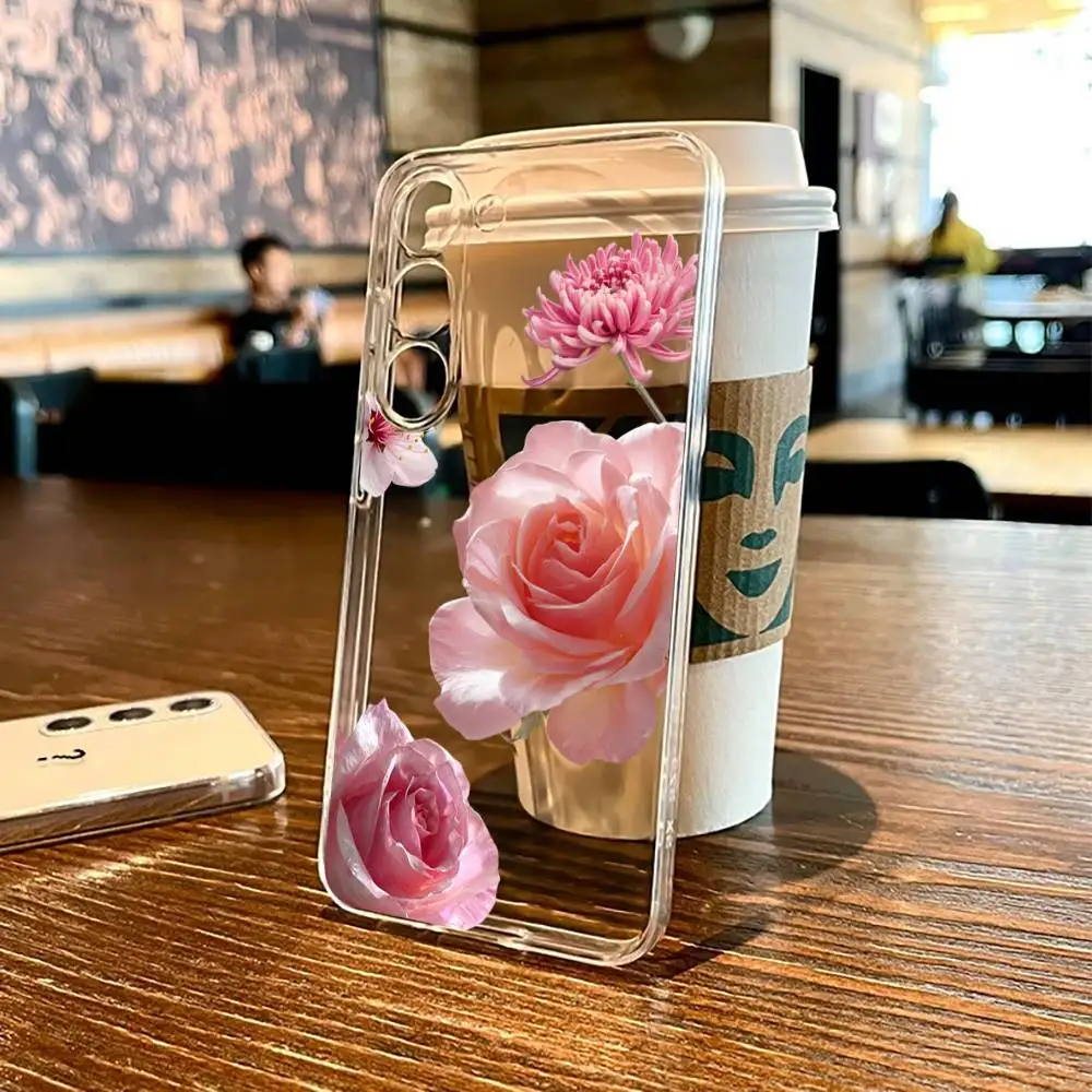 

Flowers Lily Hibiscue Phone Case For SamsungS25,24,21,22,23,30,Ultra,20,Plus,Fe,Lite,Note,10,9,5G Transparent Cover