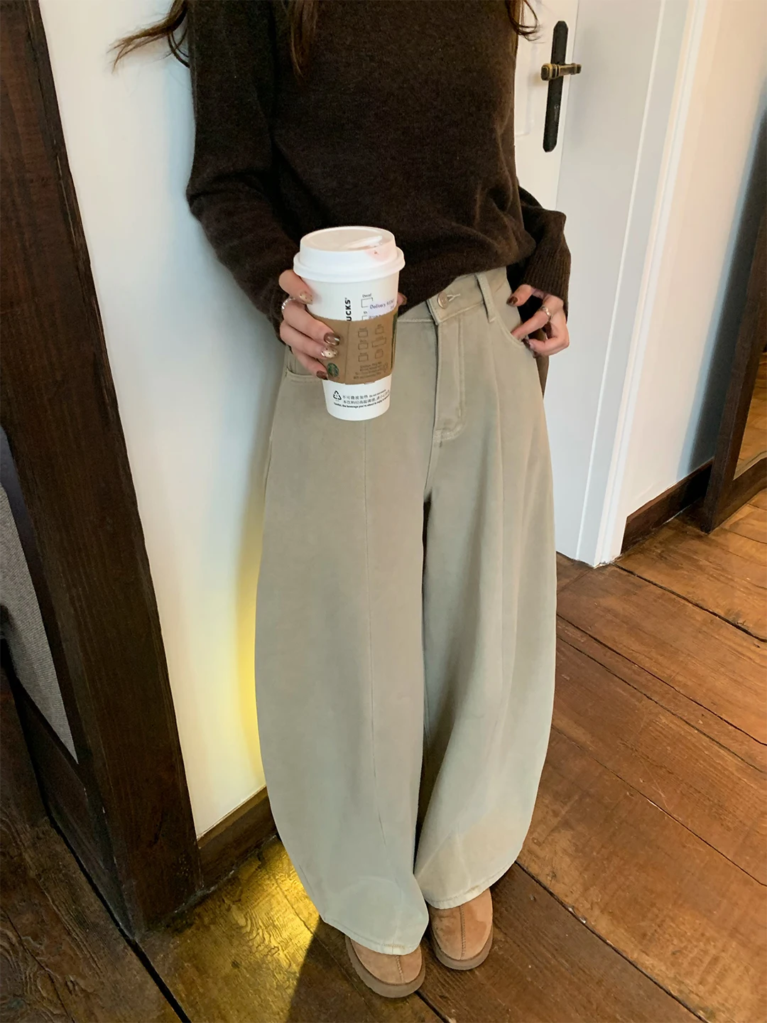 

DAZAIGE Утепленные флисовые свободные повседневные брюки-баллоны для женщин, зимние, с застежкой-молнией на талии, удобные, для отдыха