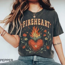 Throne of Glass Fireheart Tee Oversize Cotton Women Retro Short-Sleeved Round Neck Shirt  T-Shirt Fantasy Apparel Y2K Book Lover