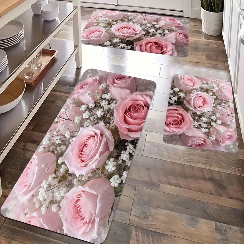 Modern Kitchen Carpets And Mats, Featuring a Floral Mats for Home Decoration in Bedrooms,Dining Areas, Bathrooms, Laundry Room