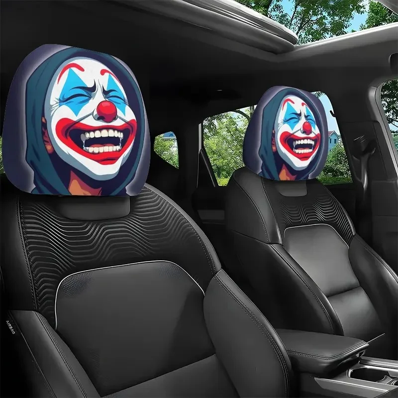 2PCS Amusement Park Clown Car Headrest Covers, Reduces Driving Fatigue on Long Trips, Stain-Resistant Funny Seat Protector