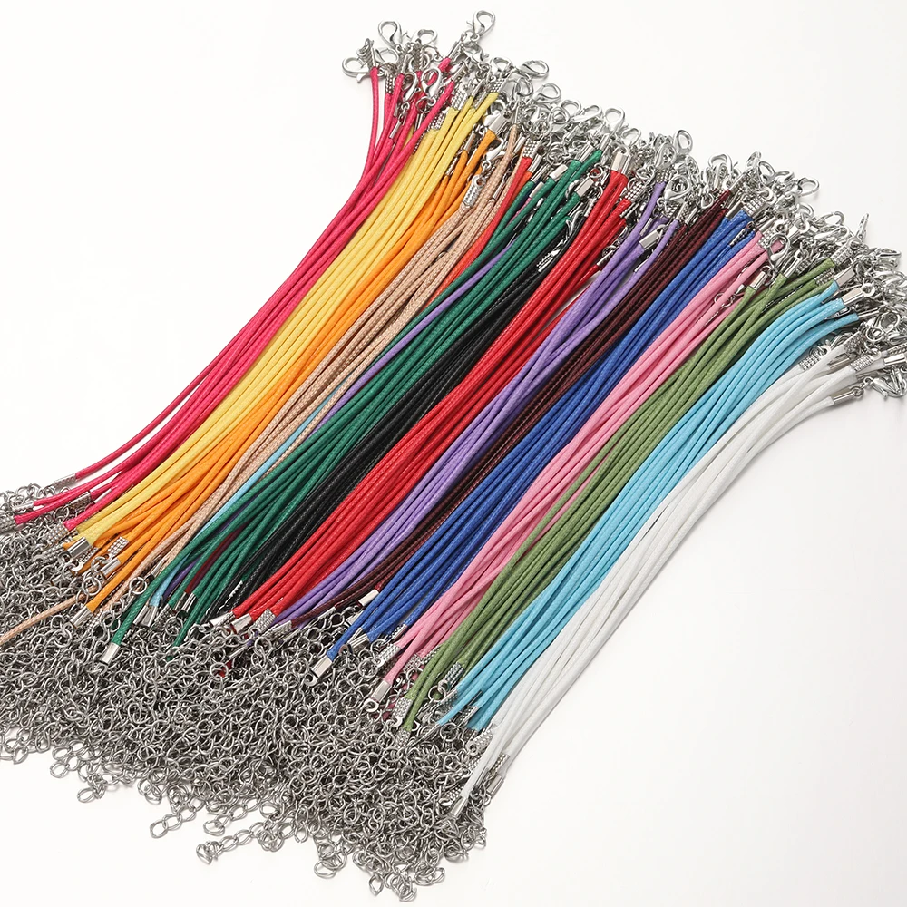 10Pcs/lot Dia 1.5/2mm Leather Cord Necklace With Clasp Adjustable Braided Rope for Jewelry Making DIY Necklace Bracelet Supplies