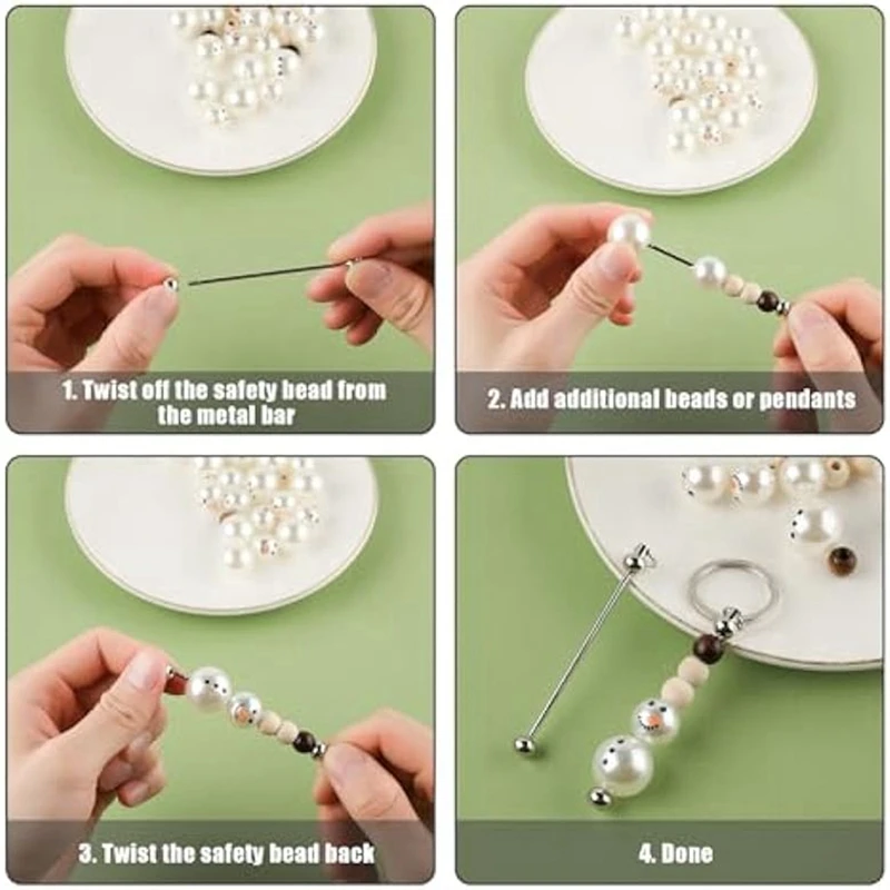 50 шт. пустые бусины для брелоков, металлические бусины для самостоятельного изготовления брелоков, съемная цепочка для ключей, аксессуары для изготовления