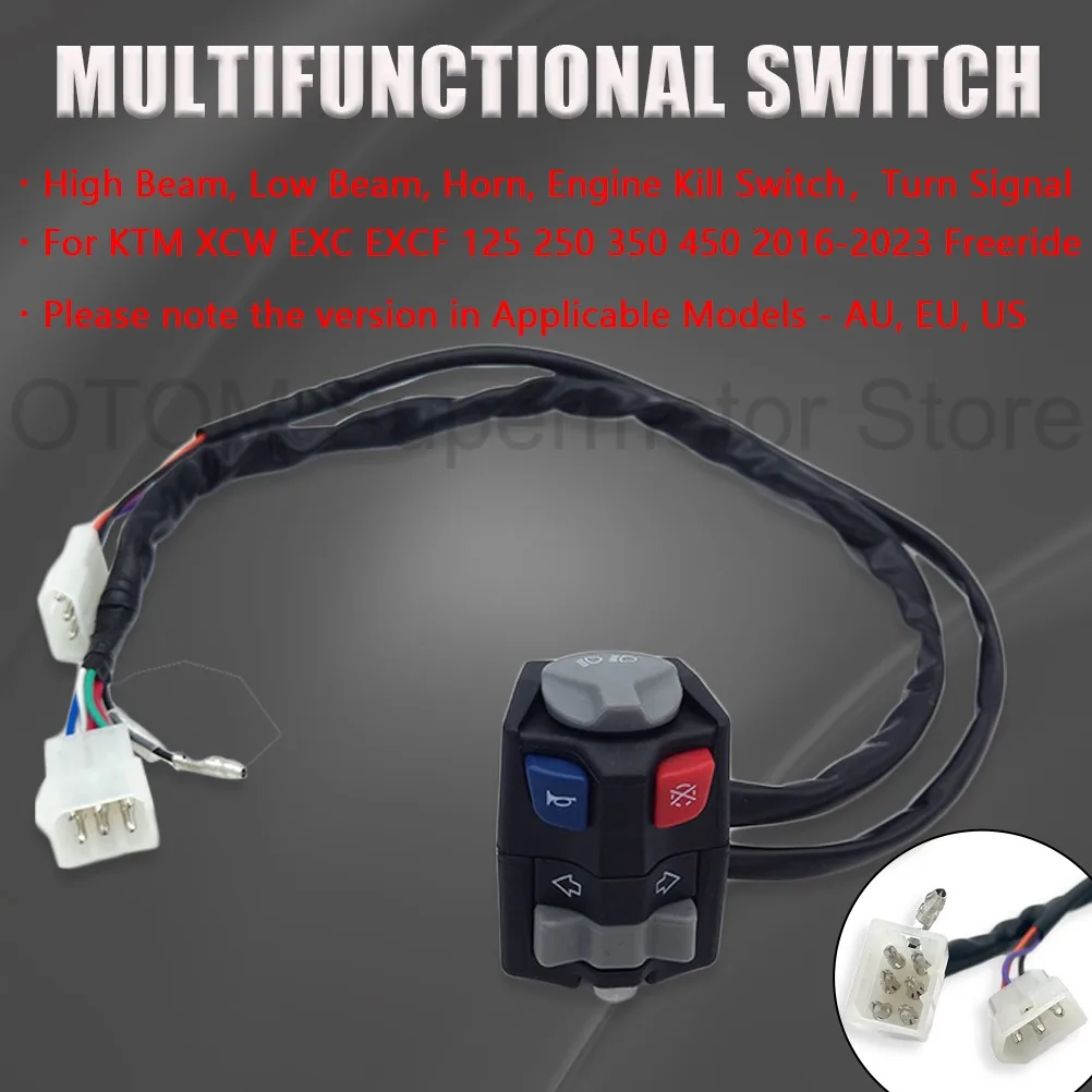 For KTM 2016-2023 Motorcycle Switch Engine Electric Stop Kill Headlight Beam Horn Turn Signal Flameout ON/OFF Button EXC EXCF